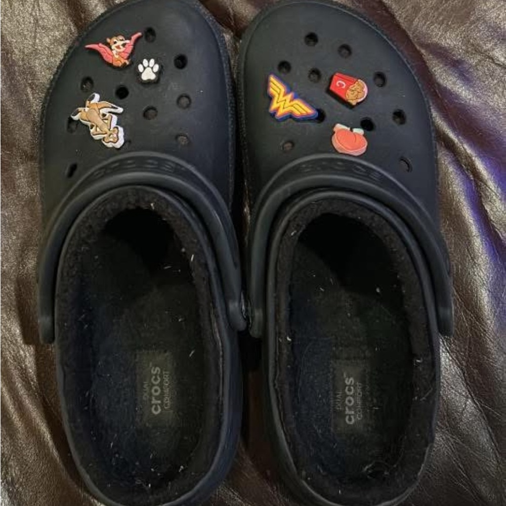 CROCS Black Clogs with Fun Charms